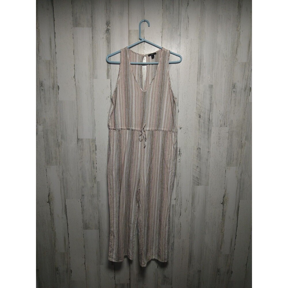 Anthropologie Striped Sleeveless Jumpsuit in Neutral Pastels